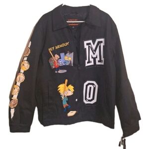 Members Only X Black Hey Arnold Nickelodeon Mens Size XL Bomber Jacket NWT